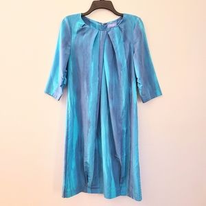 EUC Simply Vera Wang Light Blue Purple Watercolor Blend Design Shift Dress Sz 6